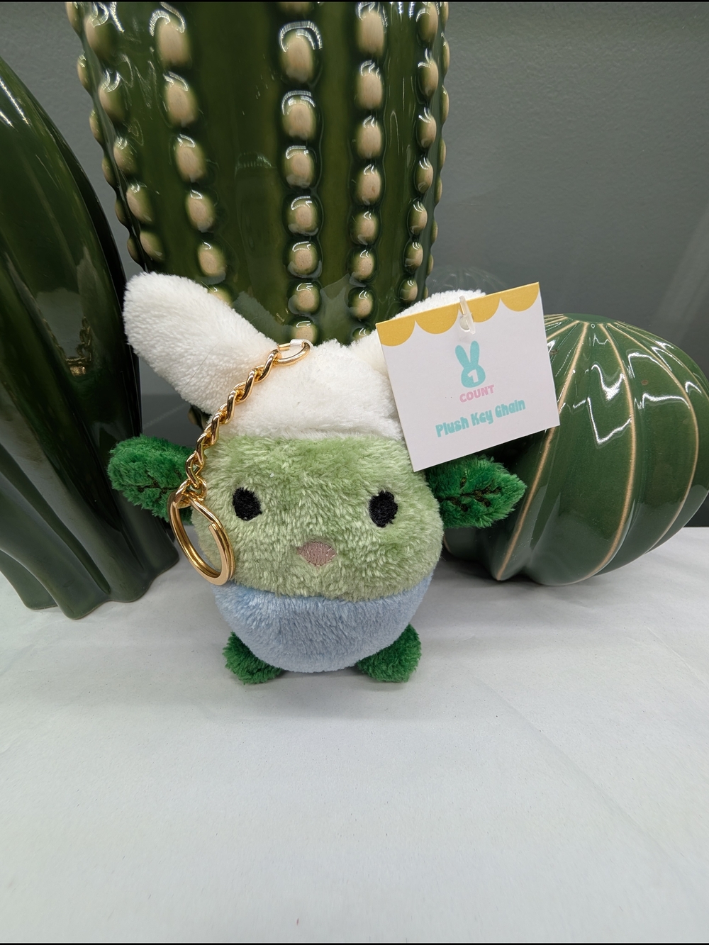 Keychain Green/White/Blue Plush